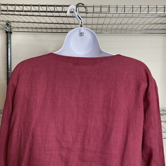 Pou Nou Women's Raspberry Linen Tunic Top Size 6 Lagenlook Scandi Coastal Bright - Picture 9 of 10
